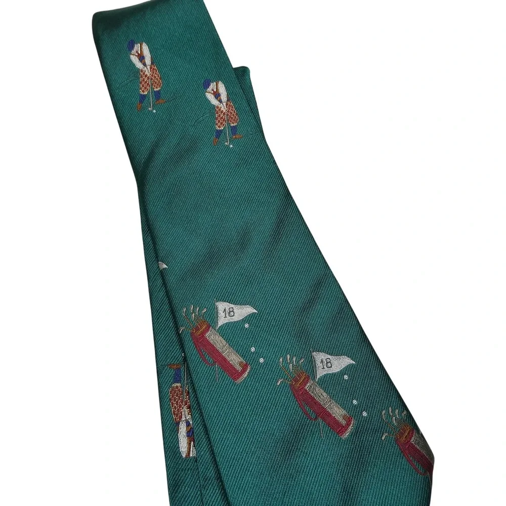 Woodward Tie Mens One Size Green Golf Golfer Bag Sports Novelty Necktie‎